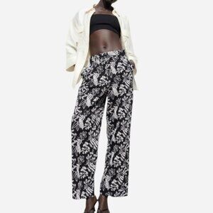 ZARA Women’s Embroidered Straight Fit Crop Pants Trousers Size M  NEW